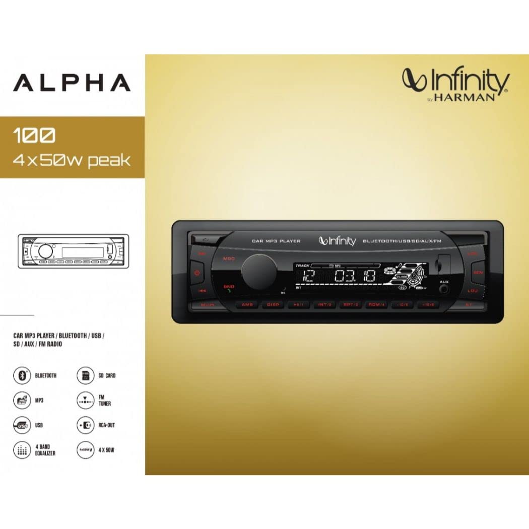 Infinity Autoestéreo Alpha 100 4x50W (máx) Bluetooth USB/SD