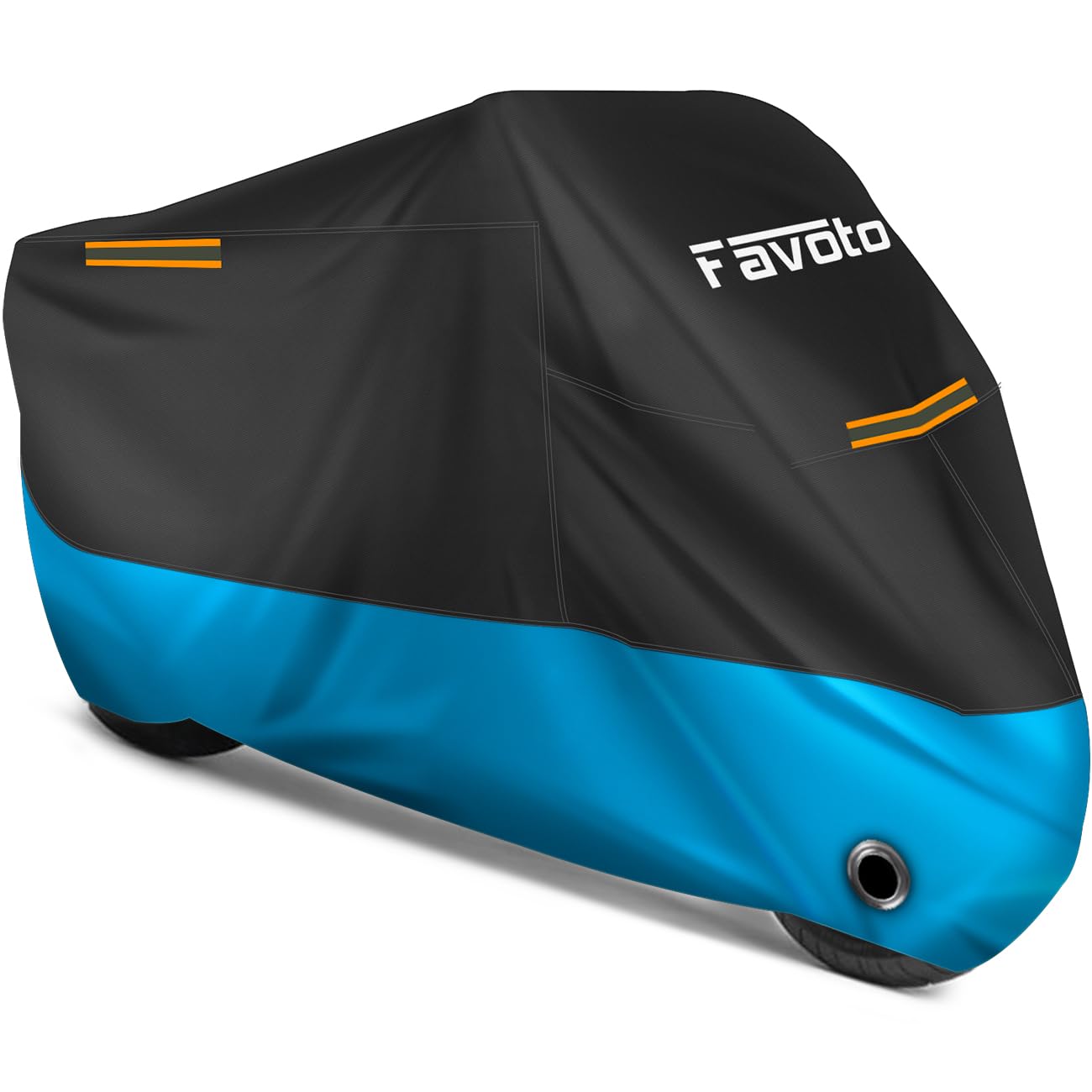 Favoto - Funda para motocicleta de 245 centímetros de longitud para todas las estaciones, impermeable, protección solar y exterior, reflector nocturno duradero con agujeros de bloqueo y bolsa de almacenamiento, funda para motocicleta.