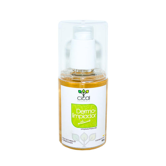 Cical Organic Dermolimpiador Antiacné, Gel Limpiador Facial con Tepezcohuite, Hamamelis y Cola de Caballo, Limpieza Profunda, 100g