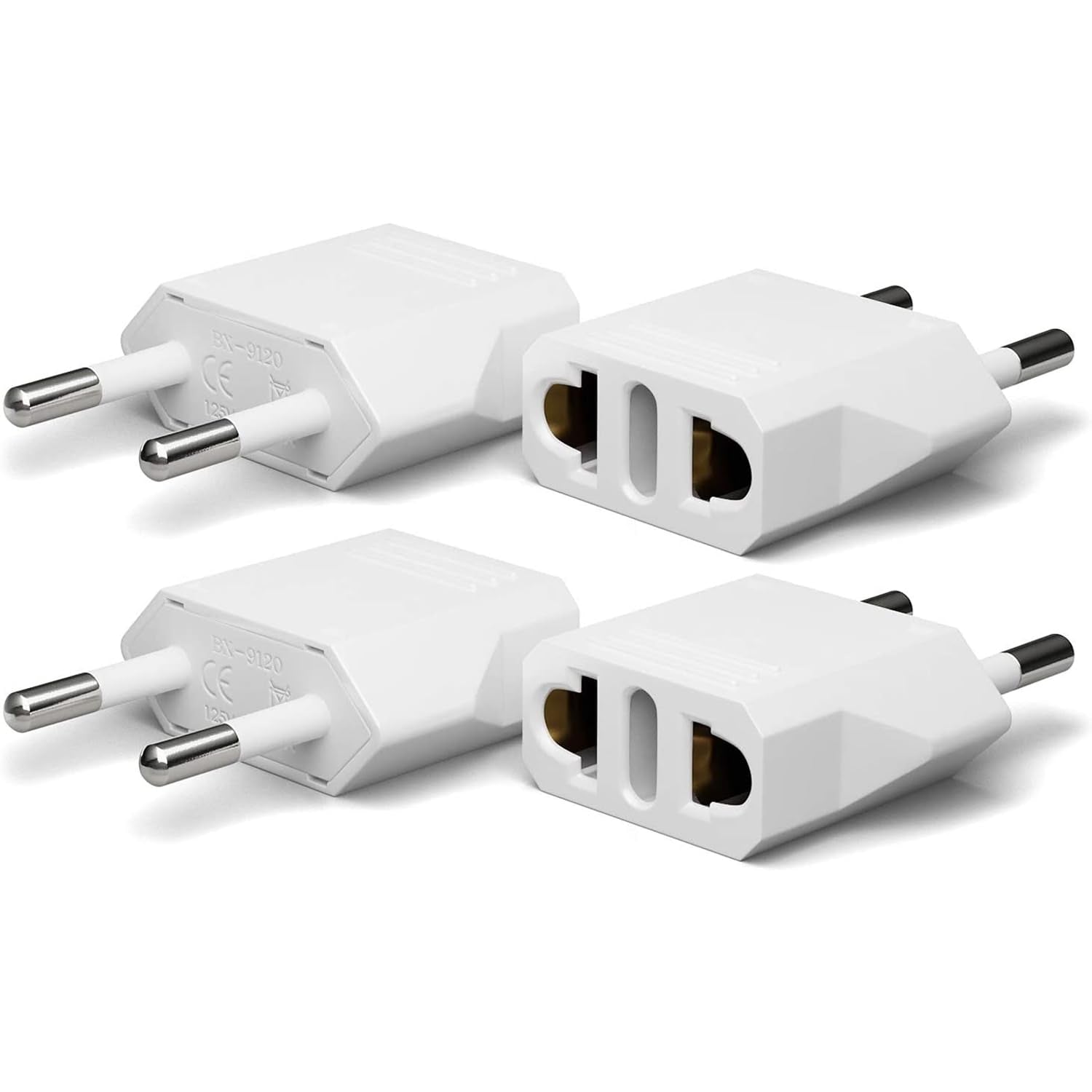 Adaptador de Enchufe MHKBD Blanco 4 Unidades para EE.UU. a Europa