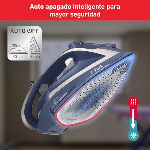 Plancha de Vapor T-fal Azul Suela de Cerámica y Recolector de Calcio Extraíble