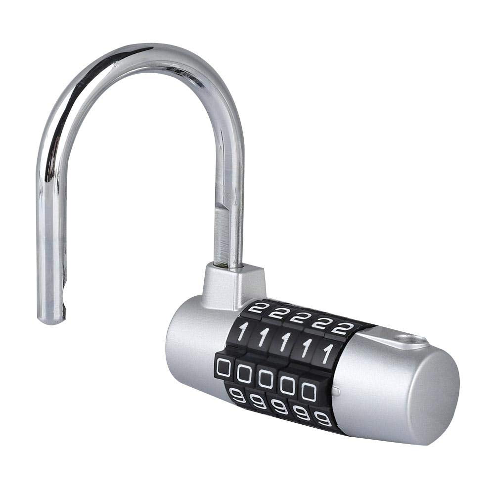 Candado de 5 dígitos, Cerradura de casillero Aleación de zinc, U forma de Cerradura Combinación de Puerta Maleta para gimnasio, Escuela, Hogar, Oficina, Viajes, Gabinete, Bicicleta(Plateado)