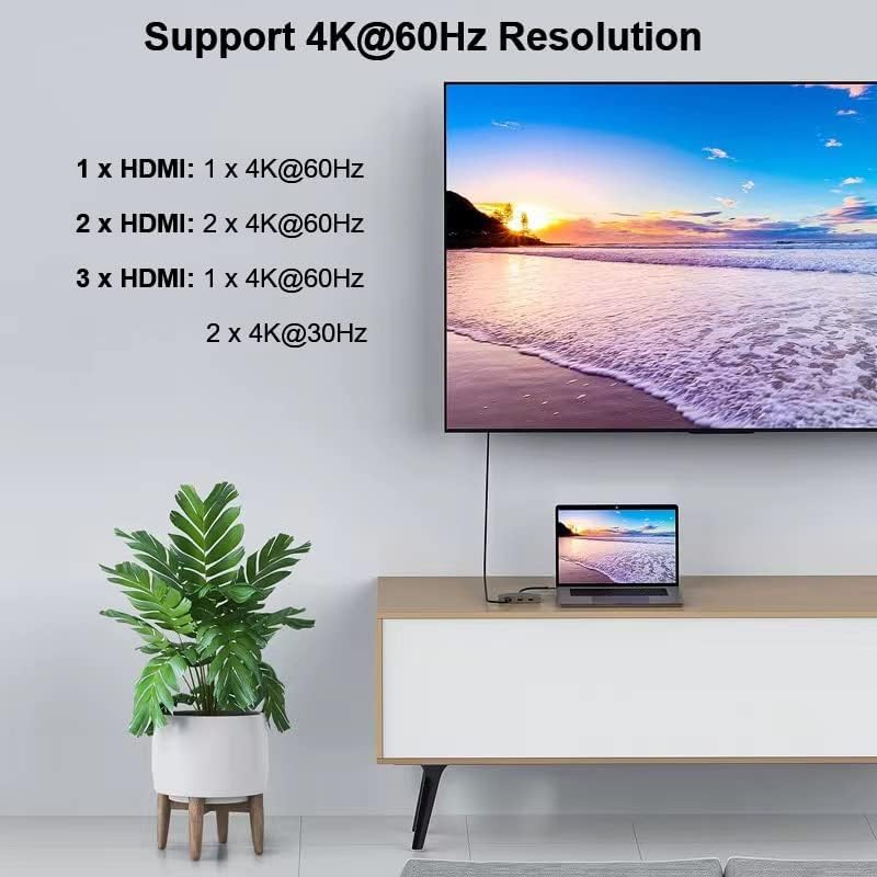 Splitter DisplayPort a HDMI WJESOG Negro Compatible con Multi Monitor 4K a 60Hz