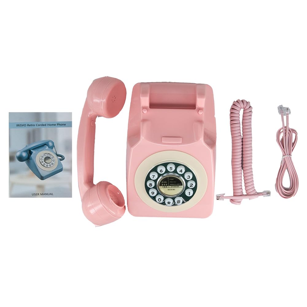 GHYTMTHOT - Teléfonos de línea terrestre para el hogar, teléfono con botón de marcación antiguo, utilizado para oficina de hotel y hogar. (Rosa)