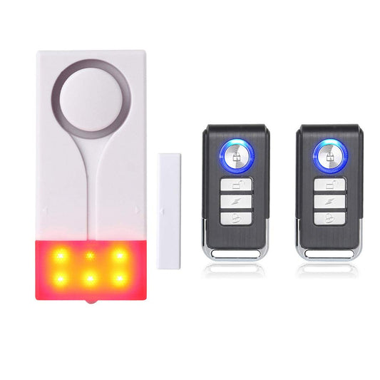 Alarma Inalámbrica Mengshen Blanco 105db con Luz Brillante para Puertas y Ventanas