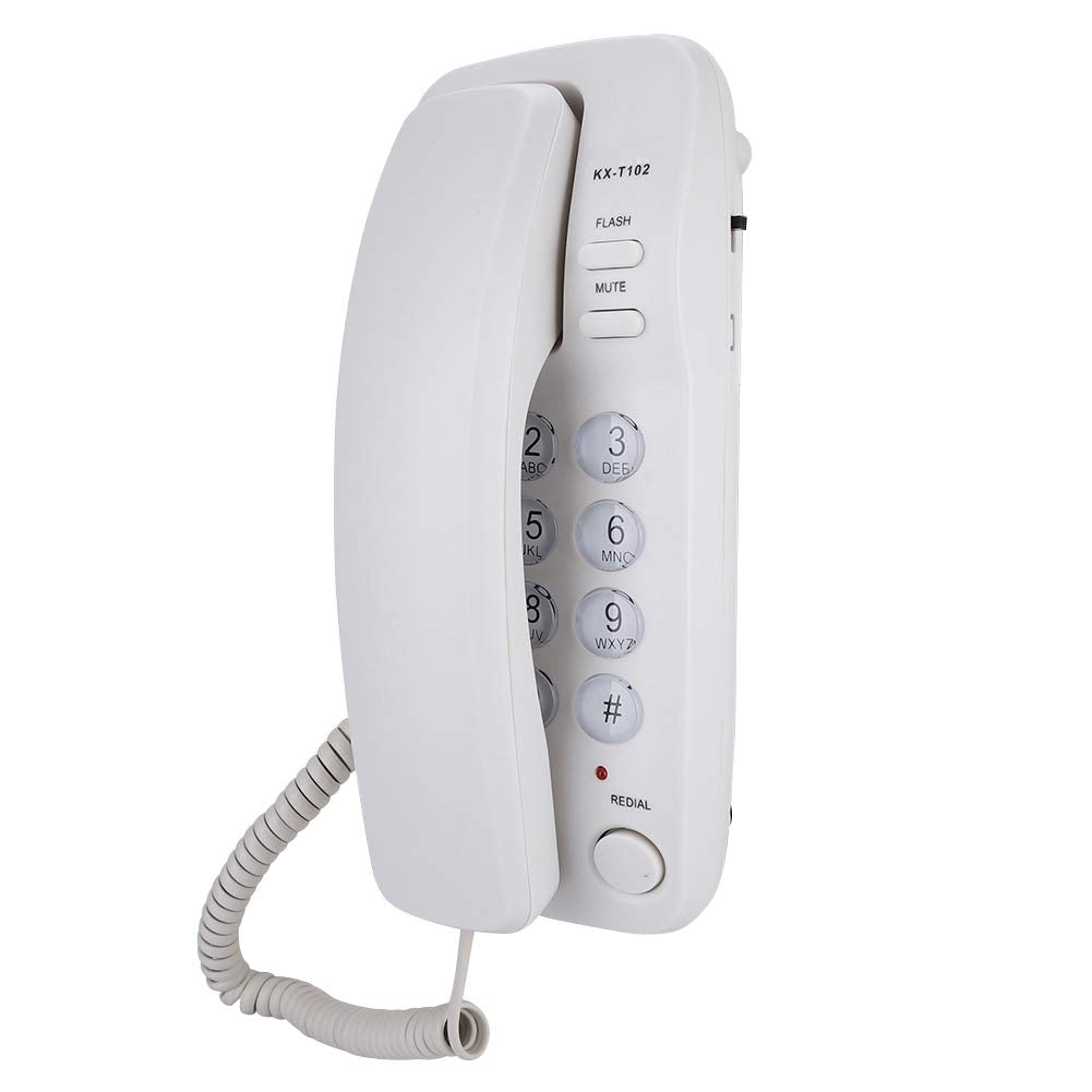 Diyeeni Teléfono de Tínea Fija de Montaje en Pared Sin Identificador de Llamadas. Teléfono de Casa para Hotel y Familia. Telefono Empresarial para Hotel y Familia.(blanco)