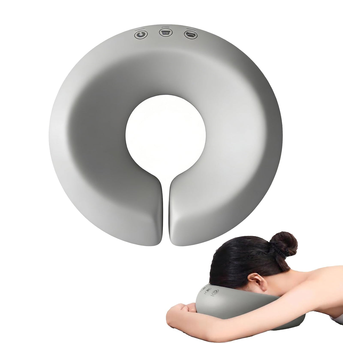 Almohada de Masaje Facial OVQZAW Blanco con Espuma Viscoelástica y Funda de Algodón Antideslizante