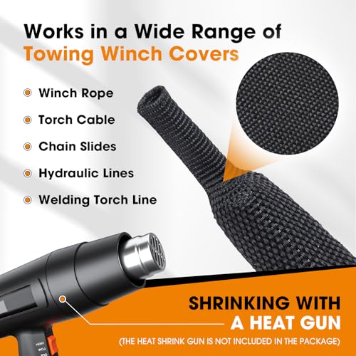 SUNNAREPOON Funda protectora de cuerda termorretráctil para evitar el sobrecalentamiento y deslizamiento, funda protectora para cable de motor de arrastre (2-5/8 pulgadas - 22 pies)
