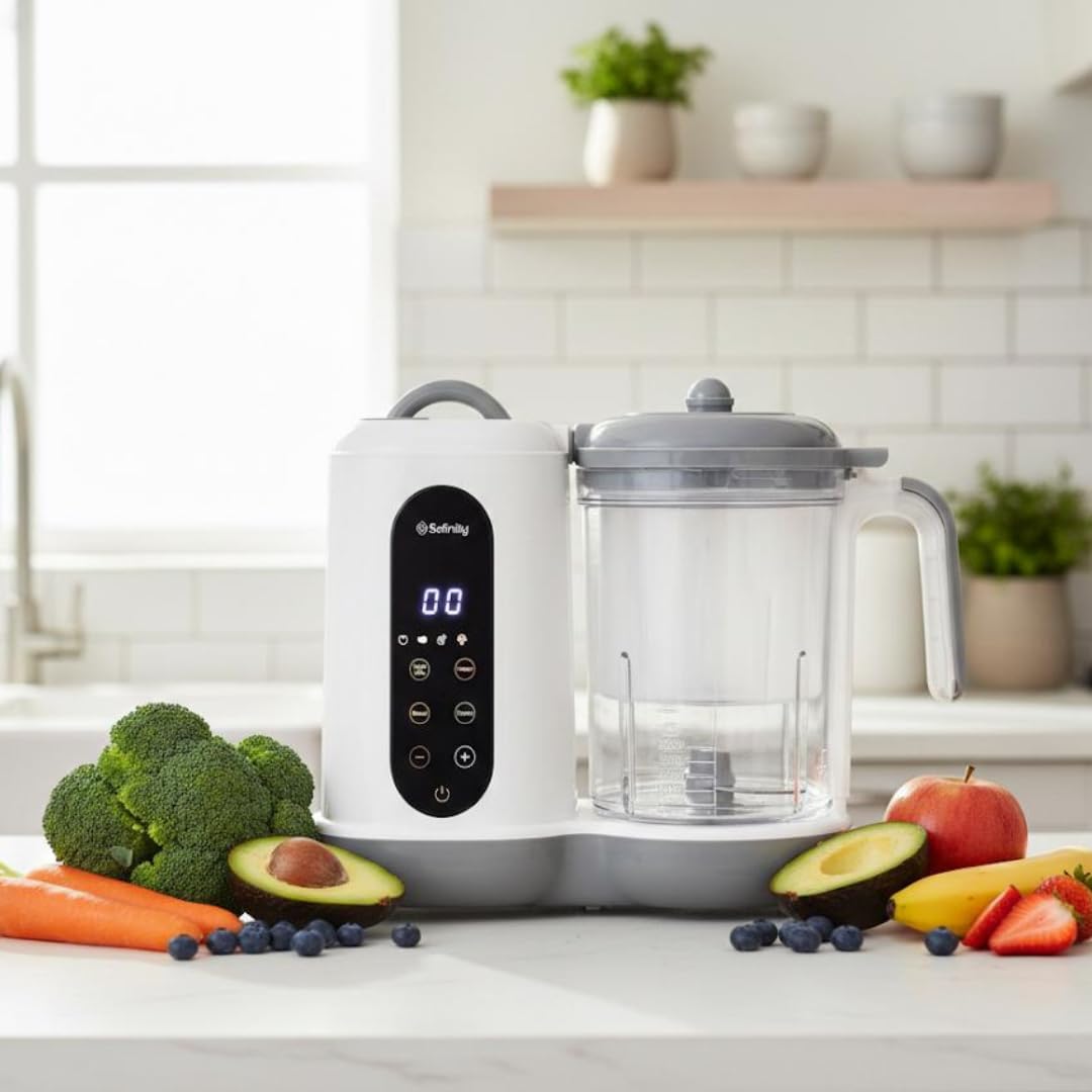 Vaporizador y licuadora de alimentos para bebés 2 en 1 | Vapor rápido, purés suaves, diseño sin BPA, apagado automático, gran capacidad para comidas caseras para bebés y nutrición de niños pequeños