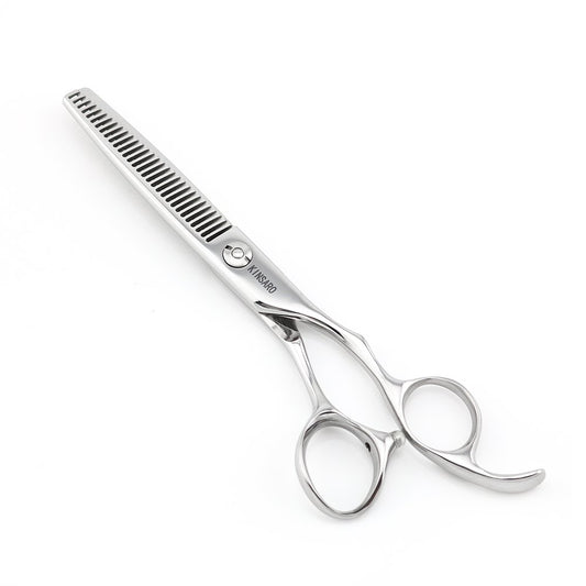 ABCD 6" Barber Hair Thinning Scissors Convex Edge Japan 440C Silvery Professional Thinning Shears Kinsaro
