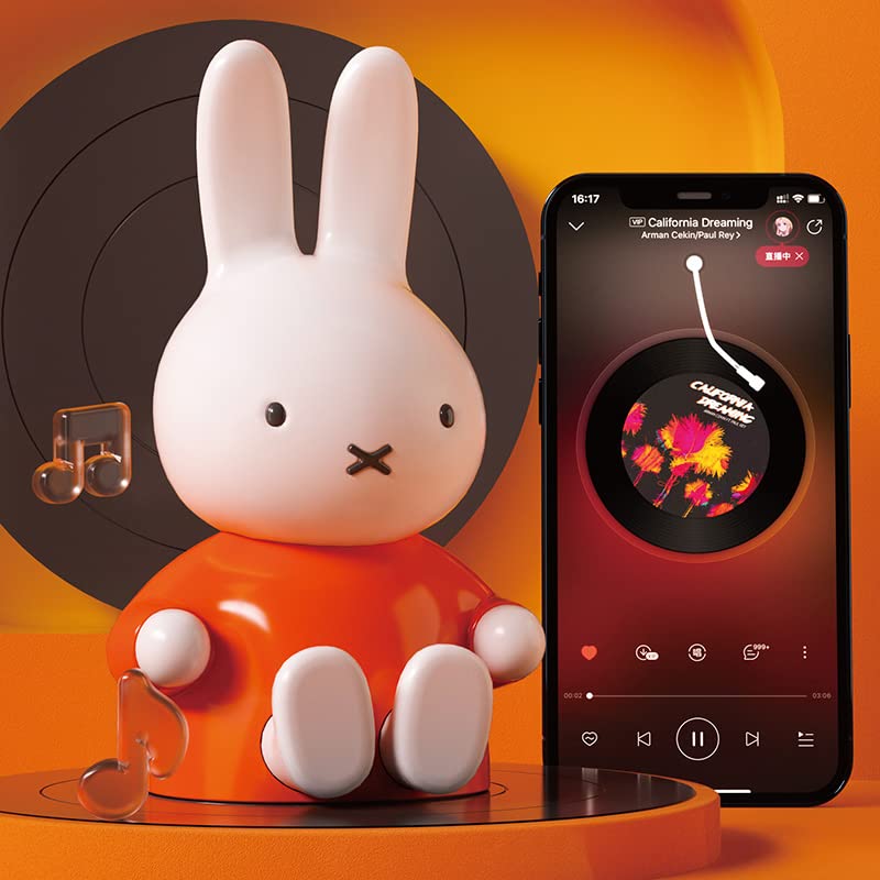 Miffy - Altavoces portátiles con Bluetooth, bonitos altavoces inalámbricos portátiles con sonido estéreo fuerte, micrófono integrado, ranura para tarjeta TF, doble emparejamiento, tiempo de