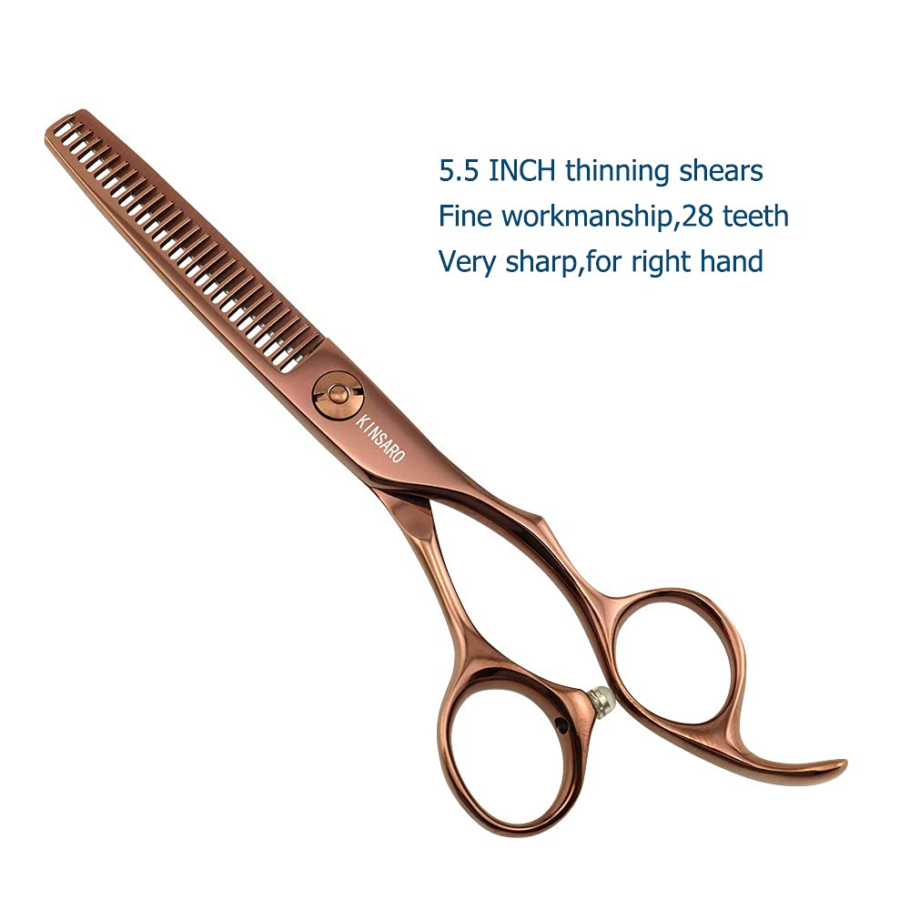 Tijeras para adelgazar el cabello de 5.5 pulgadas, tijeras para adelgazar el cabello, tijeras profesionales para adelgazar el cabello, tijeras de peluquero con borde convexo KINSARO
