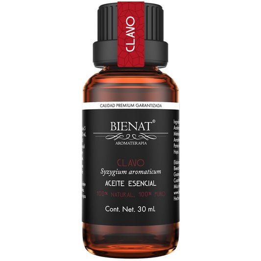 BIENAT AROMATERAPIA Aceite Esencial de Clavo 30mL | 100% Puro y Concentrado | Ideal para Difusor de Aromas, Humidificador, Aromaterapia, Masajes, Meditación, Jabones y Velas | Esencia Natural en Gotas