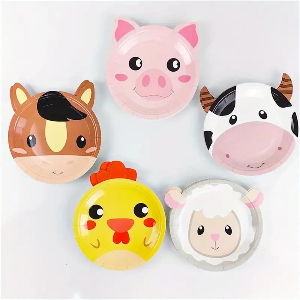 Platos de Papel para Fiestas de Animales de Granja