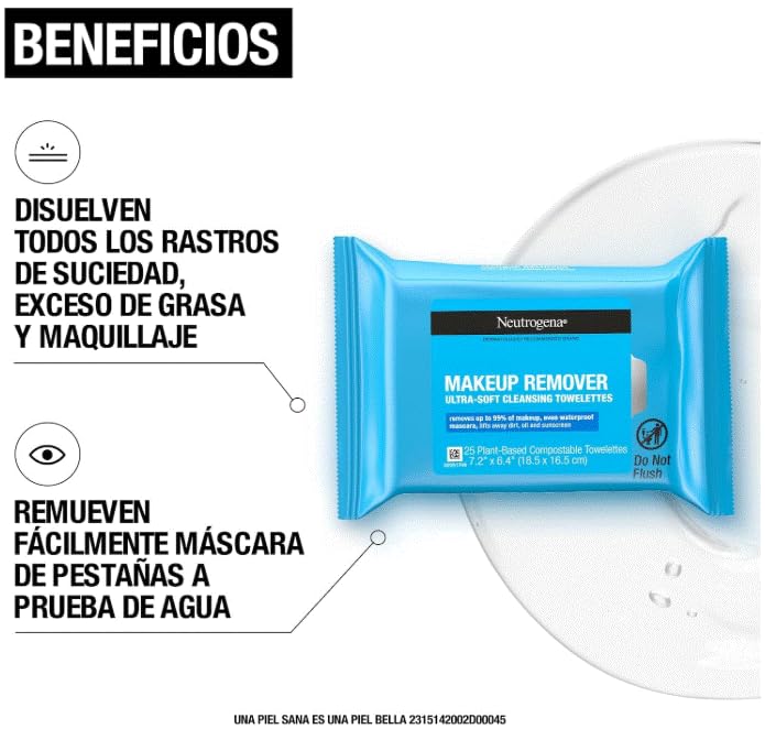 Neutrogena Toallas Desmaquillantes, 25 Count, 3 Pack