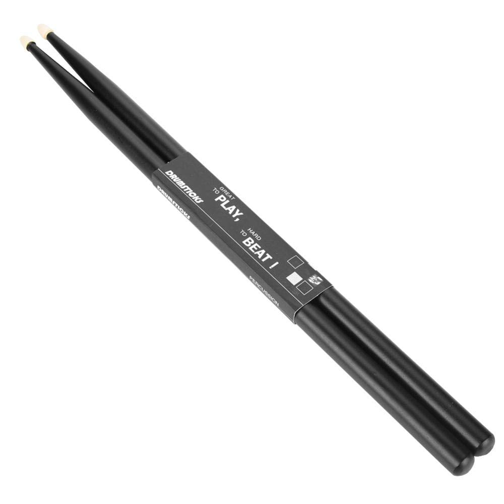 Baquetas de madera de arce, 1 par de baquetas 5A clásicas con punta de madera de arce para niños y adultos (negro)