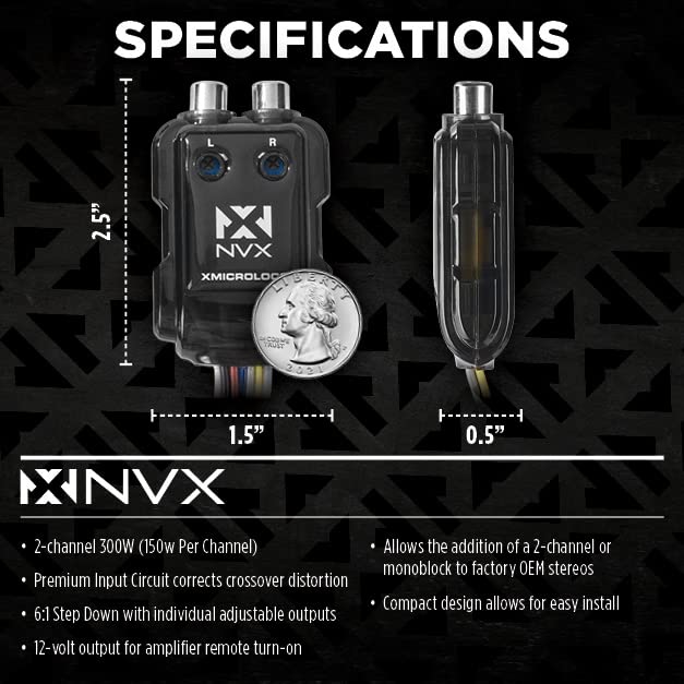 Cable de Altavoz NVX 2 Canales Blanco Convertidor de Salida de Línea Ajustable con Encendido Remoto