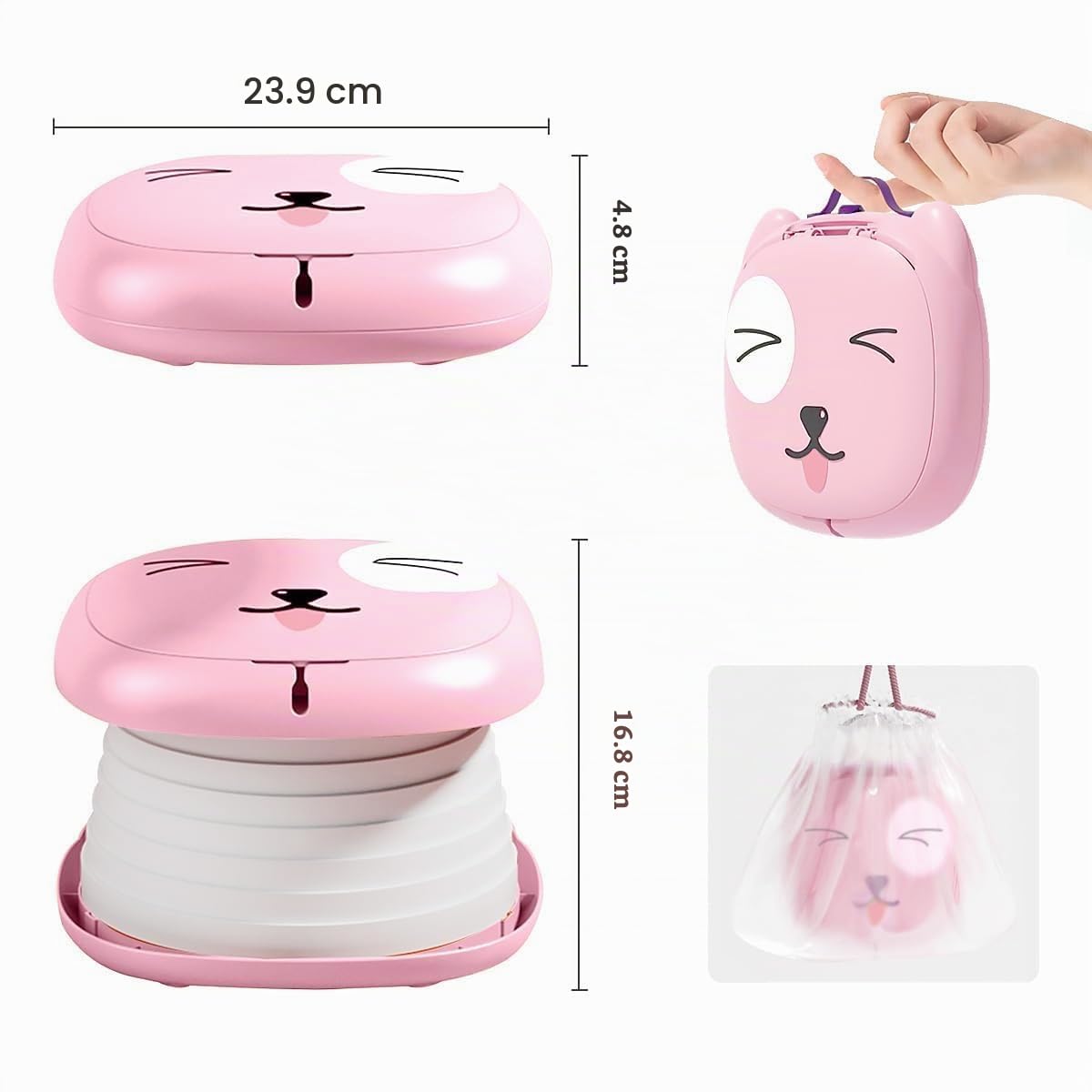 XOCOYOTZIN Orinal de Viaje Portátil para Niños,Asiento Entrenador Baño para Niños, portátiles y plegables con bolsa de basura y bolsa de almacenamiento para automóviles,Camping, Interior y Exterior con Rollos Bolsa de Almacenamiento(Rosa)