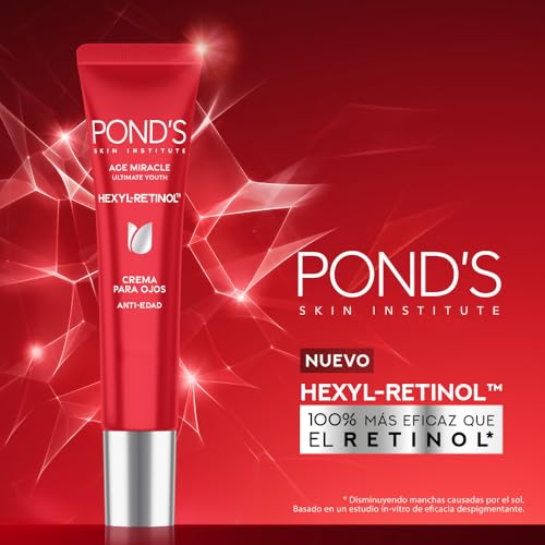 PONDS Crema para Ojos Age Miracle Ultimate Youth con Hexyl-Retinol para una piel más firme, luminosa y joven, ayuda a reducir arrugas, bolsas y ojeras 15 ml