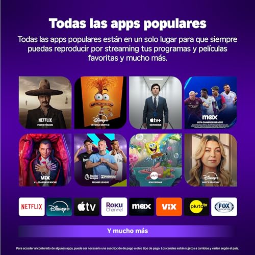 Dispositivo de Streaming Roku HD 2025 con Control Remoto por Voz para TV en Vivo y Gratis