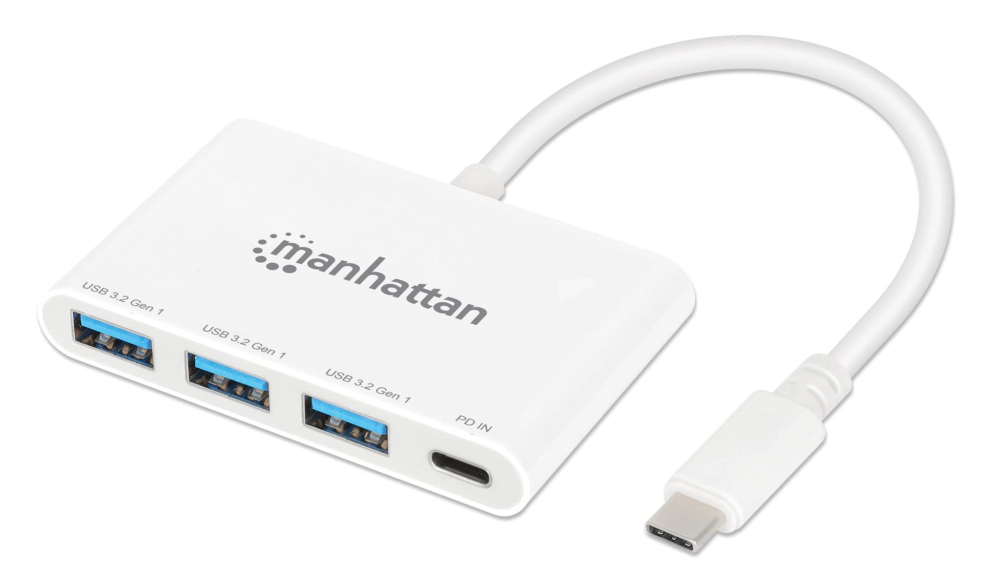 Manhattan 168434 - Hub USB-C 3.2 Gen 1 de 3 Puertos con Carga de 100 W