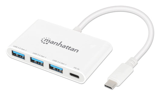 Manhattan 168434 - Hub USB-C 3.2 Gen 1 de 3 Puertos con Carga de 100 W