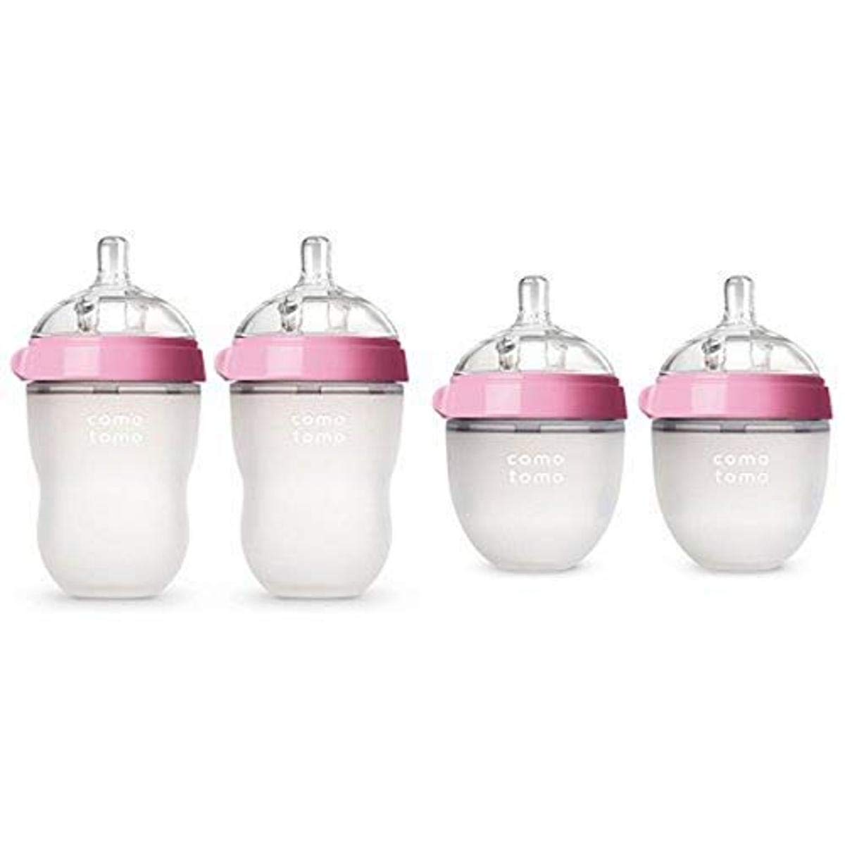 Comotomo, Biberón Rosa, 8 oz, 2 unidades + Comotomo, Biberón, Rosa, 5 oz, 2 Unidades
