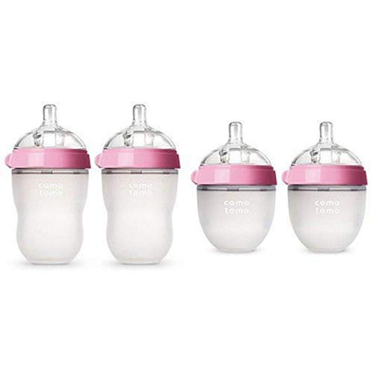 Comotomo, Biberón Rosa, 8 oz, 2 unidades + Comotomo, Biberón, Rosa, 5 oz, 2 Unidades