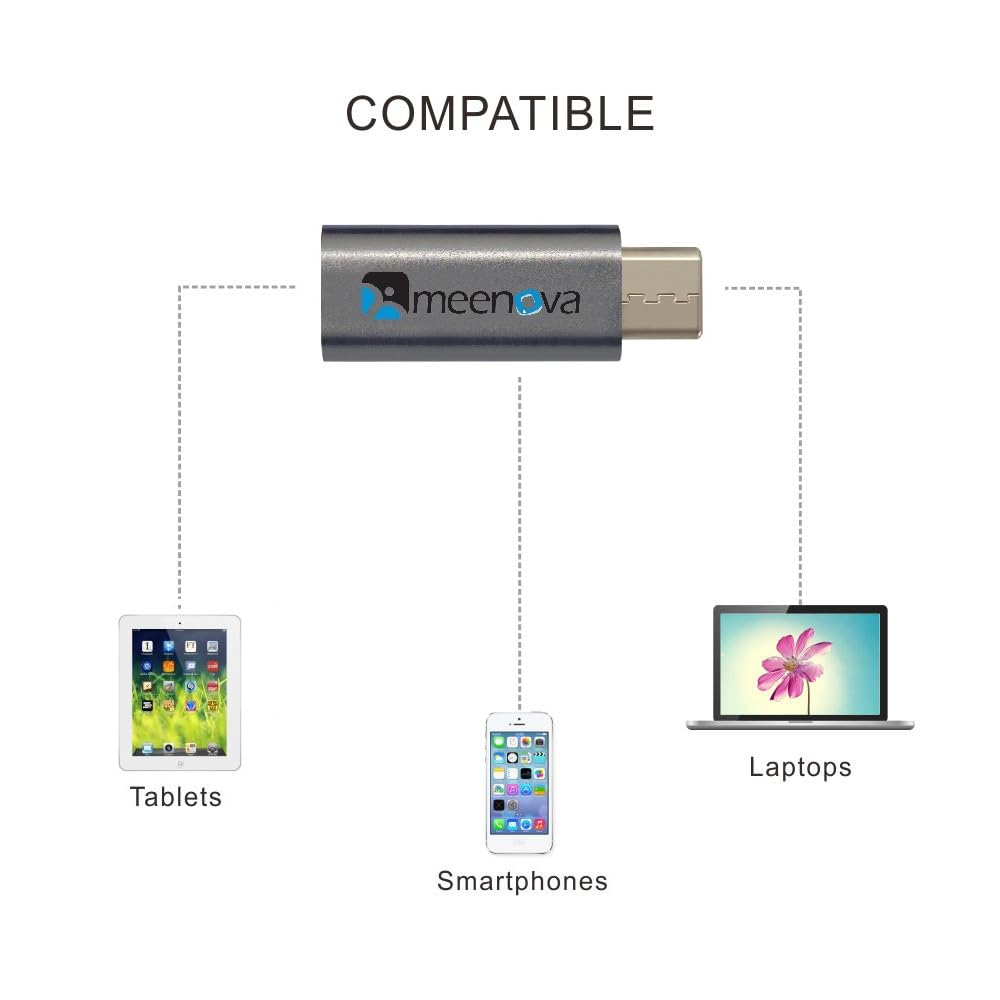 Adaptador USB C Meenova Gris con Bloqueador de Datos y Chip Inteligente de Seguridad