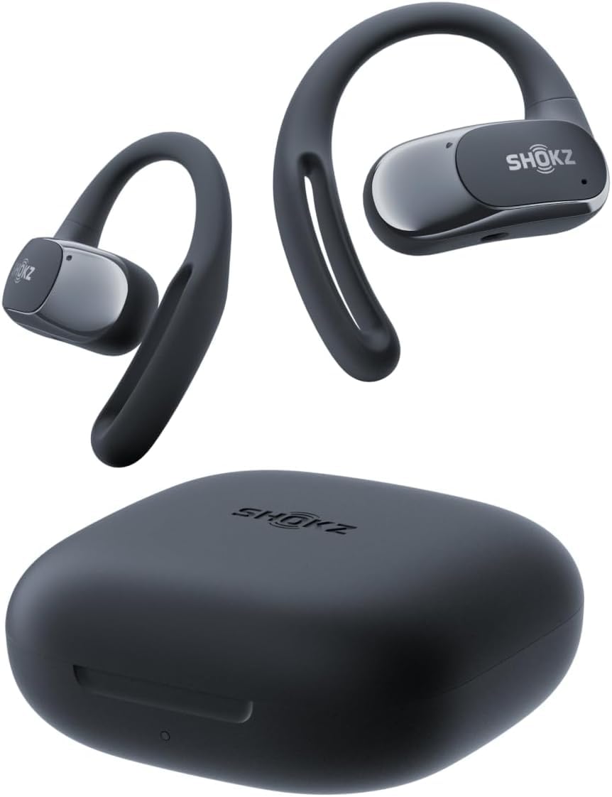 Audífonos SHOKZ OpenFit Air Negro Resistentes al Agua con Ganchos Seguros para Uso Diario