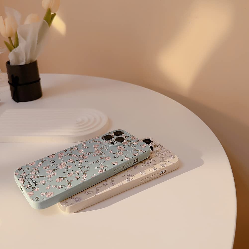 Ownest Funda Compatible con iPhone 14 (6.1"), Floral Rosa Flor Patrón Lindo Diseño para Mujeres Chicas, Moda Delgado Suave Flexible de Goma TPU Funda para iPhone 14 - Blanco