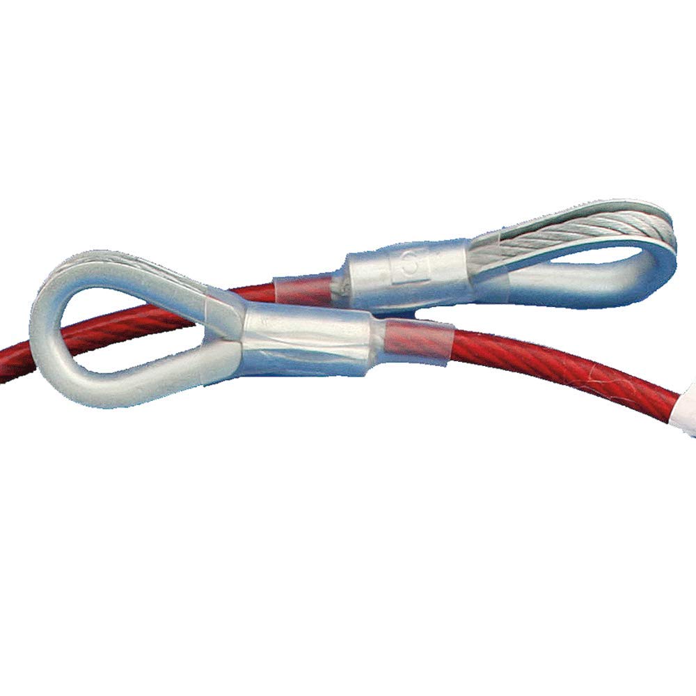 Peakworks V8208003 - Correa de anclaje de cable con 2 anillos de ojo, cable galvanizado recubierto de PVC, 1/4 pulgadas de grosor, rojo, V8208003