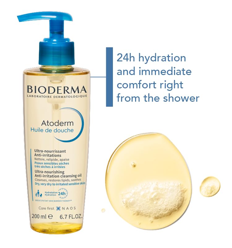 Bioderma Atoderm Hydrating Shower Body Oil for Dry Sensitive or Irritated Skin