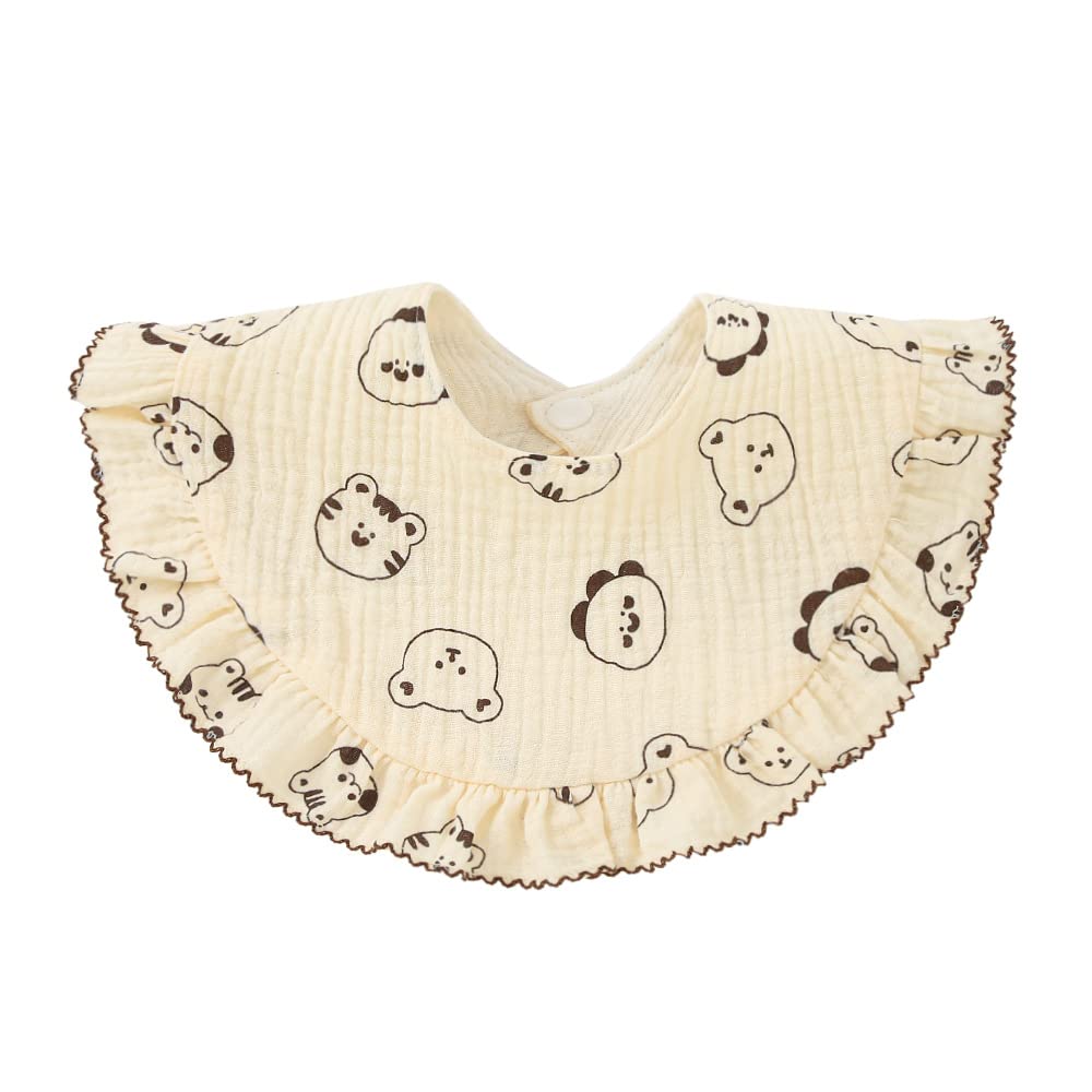 Nishine 4 Baberos Unisex De Muselina Para Bebé, Baberos Giratorios De Algodón De 360 Grados, Para Dentición, Alimentación Y Para Niño Y Niña, Conjunto Amarillo, Estampado Animal, Talla Única