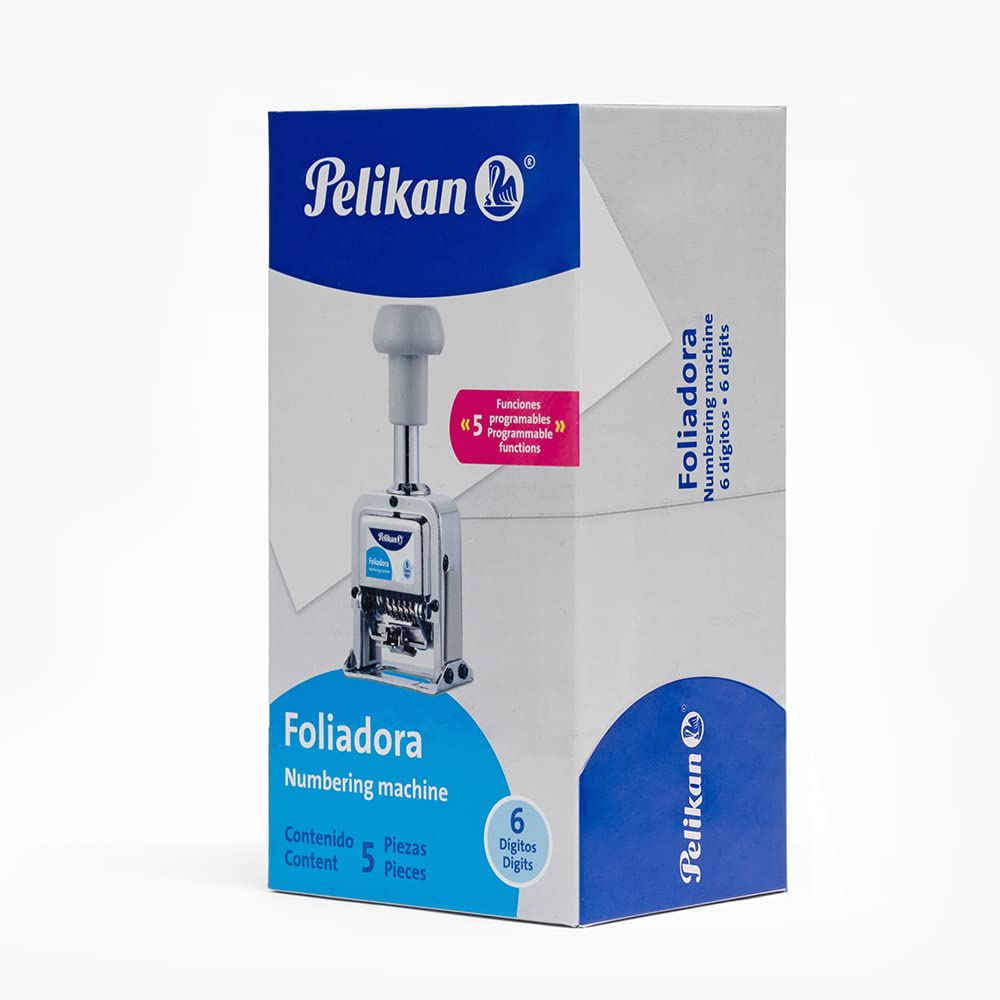 Foliadora Pelikan Acero Inoxidable Numeración Automática 6 Dígitos