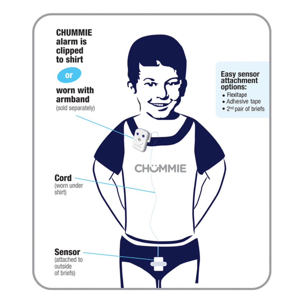 Chummie Premium Bedwetting Alarm for Deep Sleepers – Award Winning, Clinically Proven System with Loud Sounds, Bright Lights and Strong Vibrations, Blue