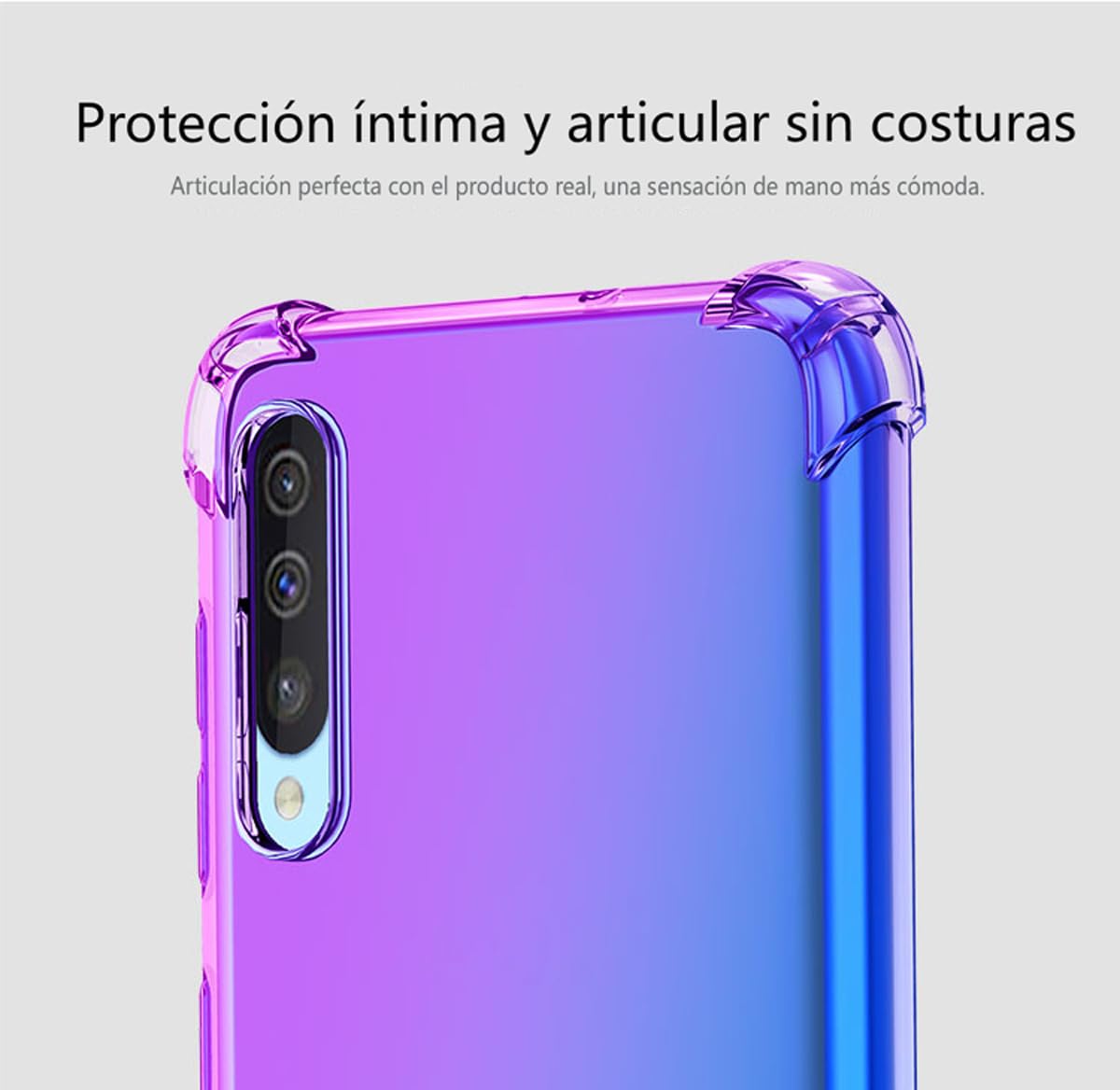 DABUNA Funda para Huawei P30 Case Uso Rudo,Transparente Colores Degradados Protectora de Cámara Anticaída Carcasa Bumper(Púrpura Azul)