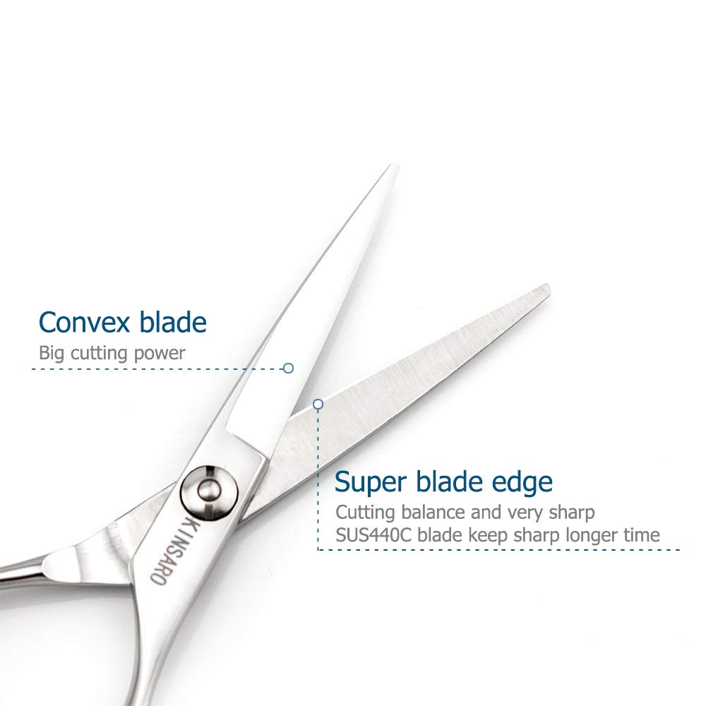 5.5" Hair scissors Convex Blades Japan 440C Silvery Professional Hair Shears Barber hair scissors Kinsaro