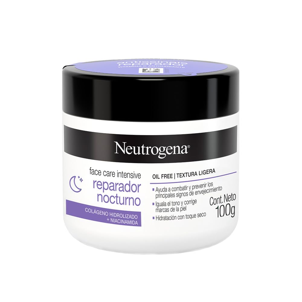Crema Hidratante Facial Reparador Nocturno Neutrogena Face Care Intensive Colageno 100g + Hidratante Facial Hydro Boost Water gel 50 g
