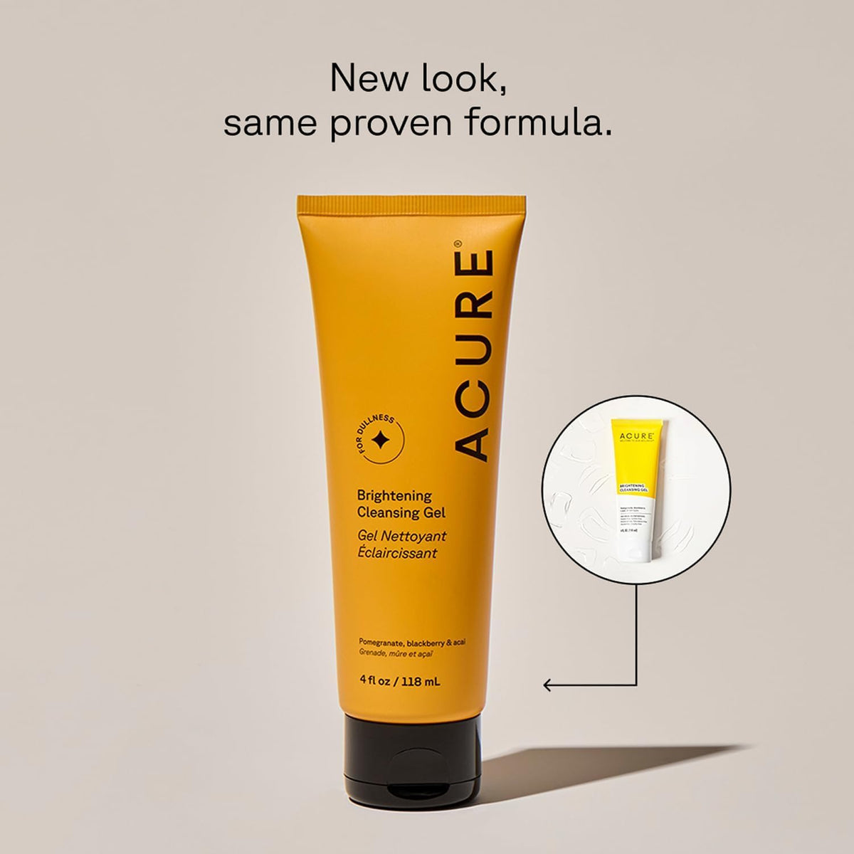 Acure | Limpiador facial iluminador con nutrientes y antioxidantes | Elimina suciedad, grasa y maquillaje, 118 ml