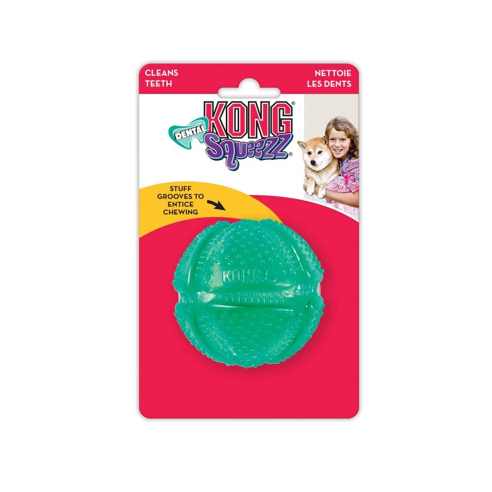 Pelota Dental Mediana Kong Verde Agua con Ranuras