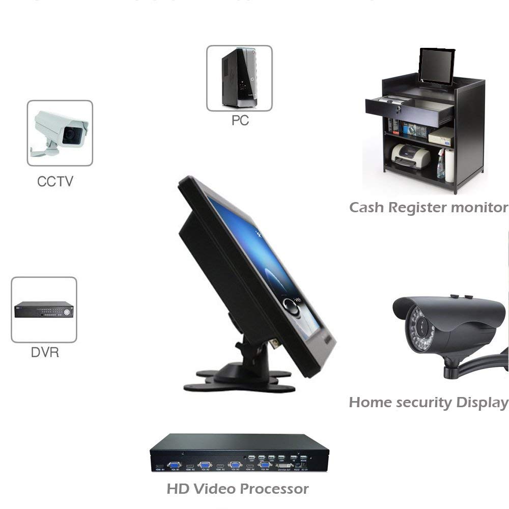 Hikity 10.1 Inch TFT LCD Monitor, HD 1024X600 Resolution BNC/AVI / VGA/HDMI Input, Compatible With PC, DVD, TV, Surveillance Camera