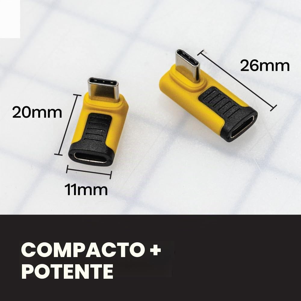 Adaptador USB-C DEWALT 90 Grados Resistente para Obras