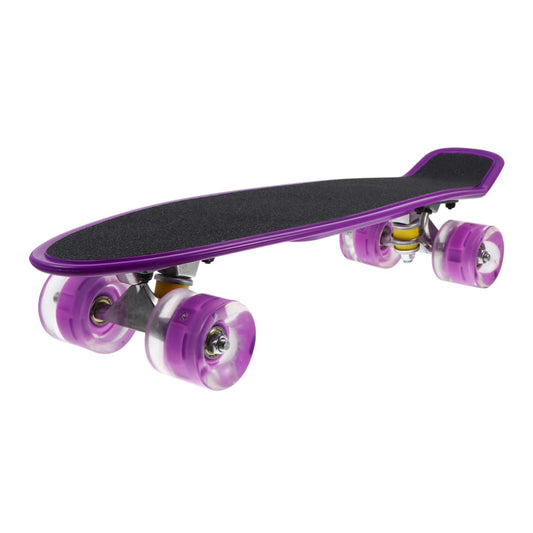INOOMP - Monopatín esmerilado pequeño para peces retro, para adolescentes, principiantes, mini longboard, para exteriores, completos, juguetes flash, placa deslizante, color morado, para niños,