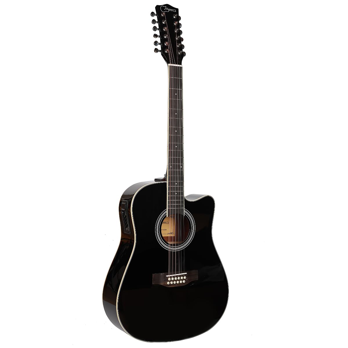Jidyous Dreadnought Docerola 4/4 Guitarra Electroacústica 12 cuerdas con octavado, con Funda Acolchada, afinadores, Correas,cuerdas, paletas, capó, cable para guitarra, soul, para Principiantes