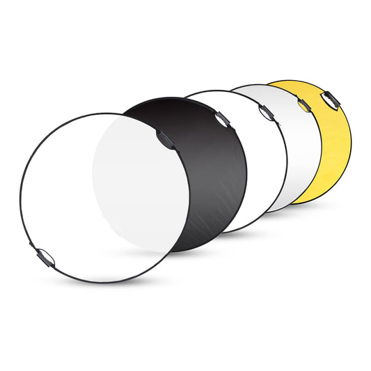 Selens Reflector de fotografía de 43 pulgadas (110 cm), reflector de luz plegable con funda de transporte, reflector 5 en 1 para iluminación de estudio fotográfico, translúcido, plateado, dorado, blanco y negro