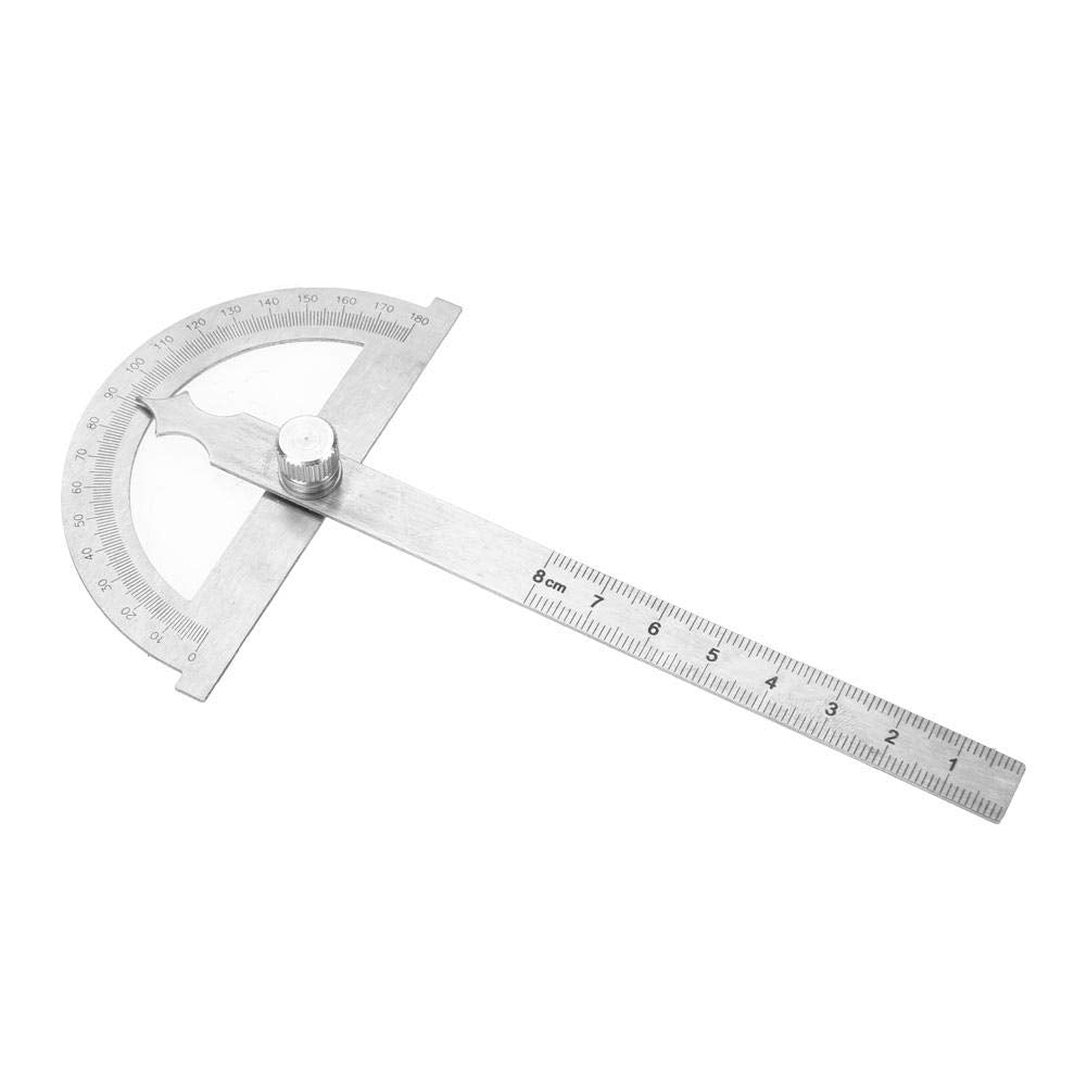 Regla de Transportador de Acero Inoxidable 0-180 Grados Goniómetro 15 cm Indicador de ángulo 80 x 120mm