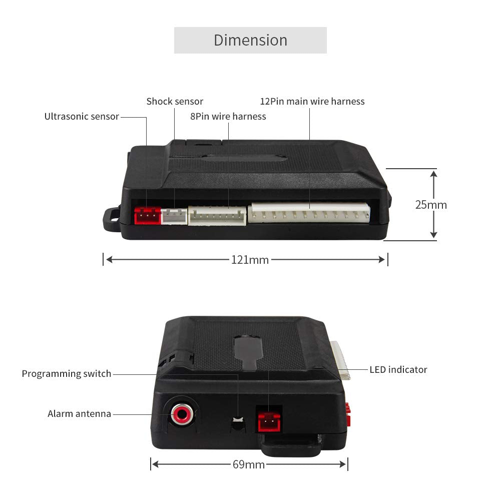 Sistema de Alarma EASYGUARD EC203 Negro con Entrada sin Llave y LCD para Coche