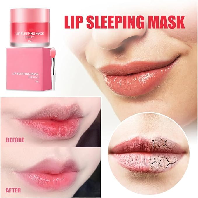Lip Care Set: 2 Jars of Overnight Lip Mask for Dry, Cracked Lips - 20g