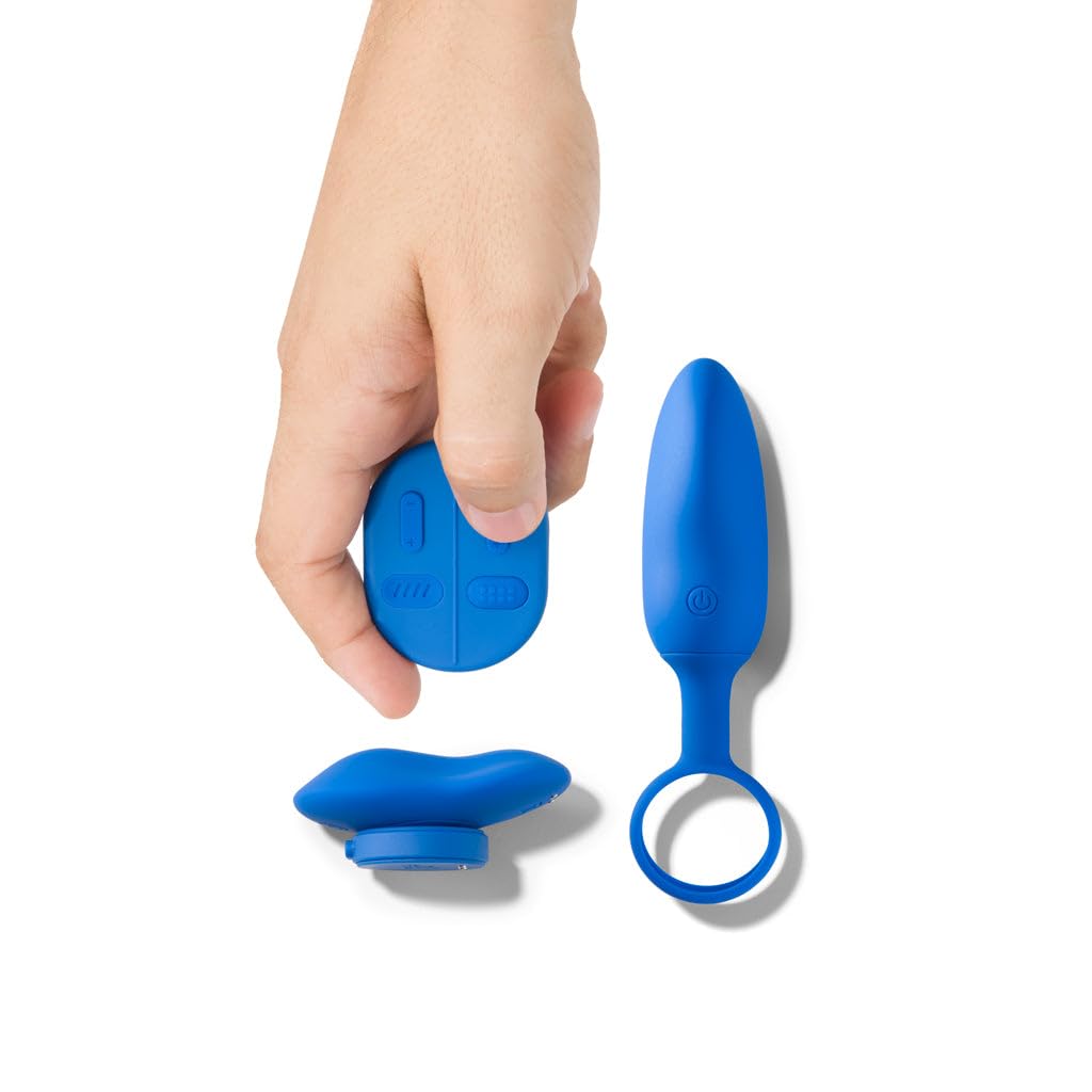Vibrador Platanomelón Azul con Control Remoto 2 en 1 para Parejas